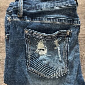 Daytrip Women's Distressed Blue Boot Cut Jeans